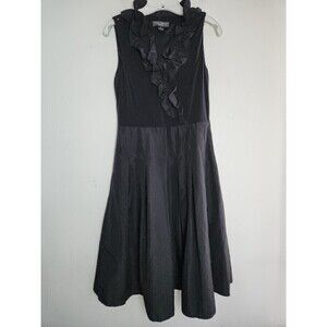 NWT Jessica Howard Evening Black A-Line Ruffle V-Neck Midi Dress size 6